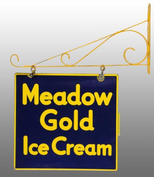 Appraisal: Porcelain Meadow Gold Ice Cream -Sided Sign Description s to