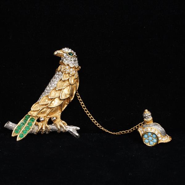 Appraisal: KJL Kenneth J Lane gold tone pave bird with helmet