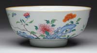 Appraisal: CHINESE EXPORT FAMILLE ROSE FOOTED PUNCHBOWL Circa The exterior enamel