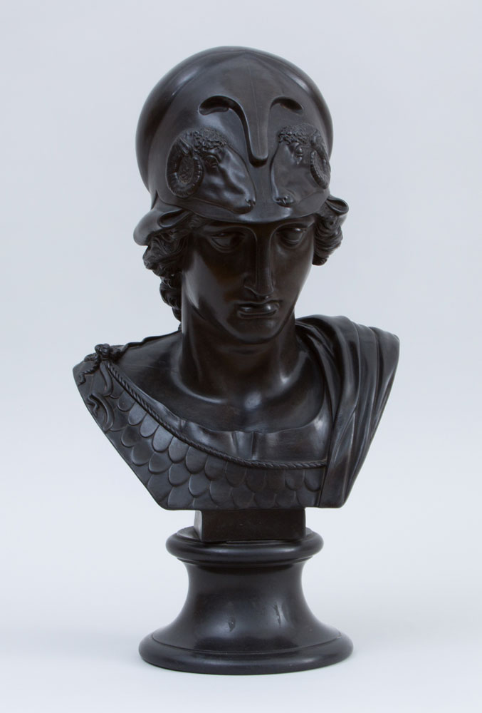 Appraisal: WEDGWOOD BLACK BASALT POTTERY BUST OF MINERVA Impressed 'Wedgwood AOK'