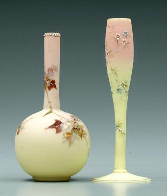 Appraisal: Two decorated Burmese bud vases satin finish one with beaded