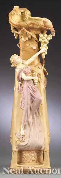 Appraisal: A Large French Art Nouveau Porcelain Figural Vase c the