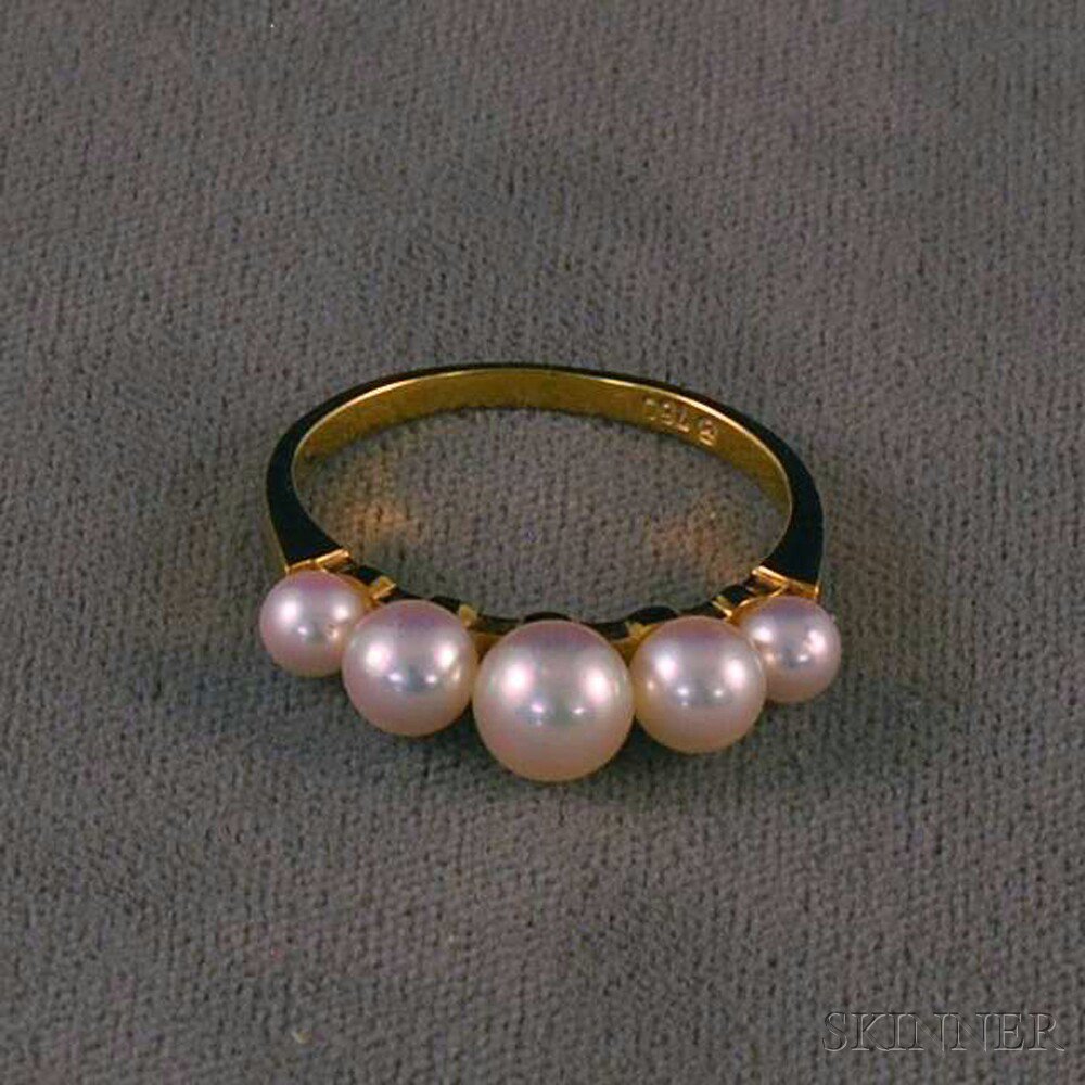 Appraisal: Mikimoto kt Gold and Pearl Ring the band set with