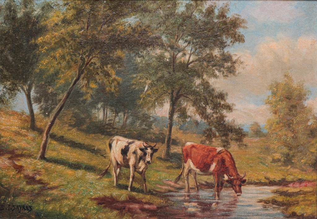 Appraisal: CATTLE BY S T SAYRES American early th century Oil