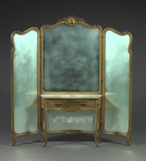 Appraisal: Mirror-Glazed Painted and Parcel-Gilt Lady's Dressing Table in the Louis