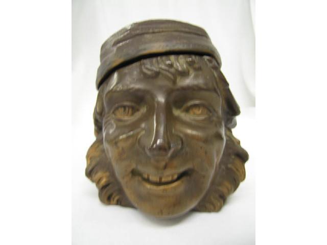 Appraisal: Victorian Figural Terra Cotta Pottery Tobacco Jar man in nightcap