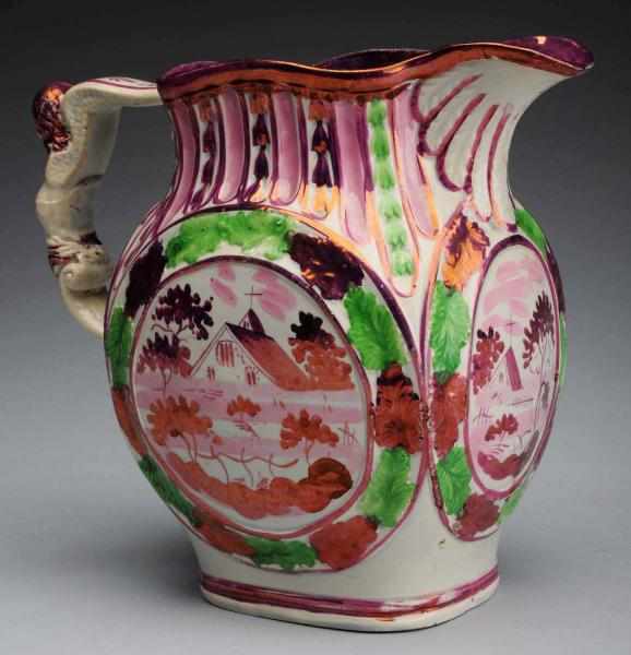 Appraisal: Early th Century Pearlware Water Pitcher With pink lustre decoration