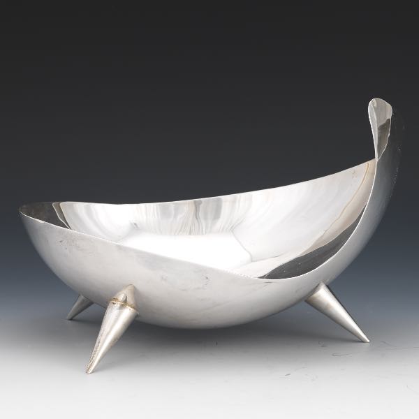 Appraisal: JUVENTO LOPEZ REYES STERLING MODERNIST BOWL x x Abstract form