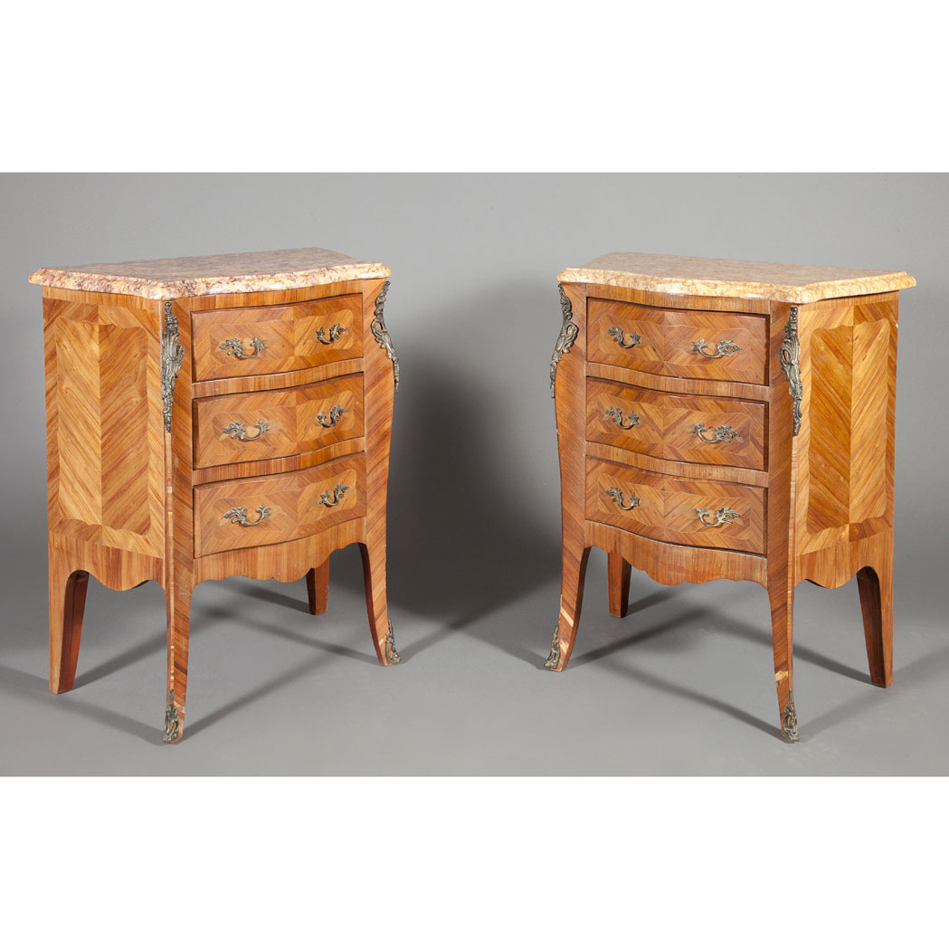 Appraisal: Pair of Transitional Louis XV XVI Style Metal Mounted Walnut