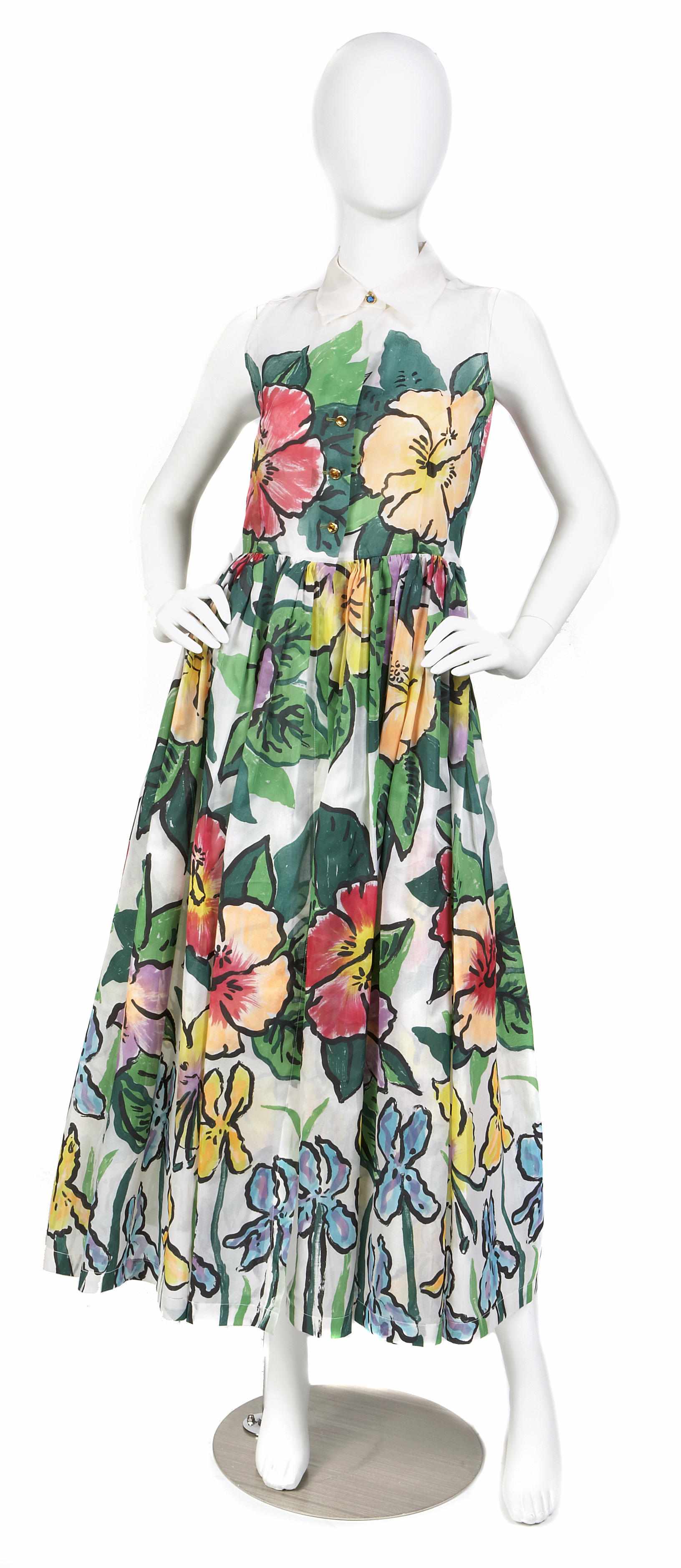 Appraisal: A Todd Oldham sleeveless notch collar sheer multi-color flower print