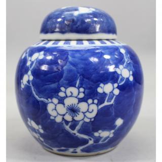 Appraisal: Antique Chinese Hawthorne Pattern Covered Vase Antique Chinese Hawthorne Pattern