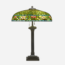 Appraisal: J A Whaley Co Floral Border table lamp USA c