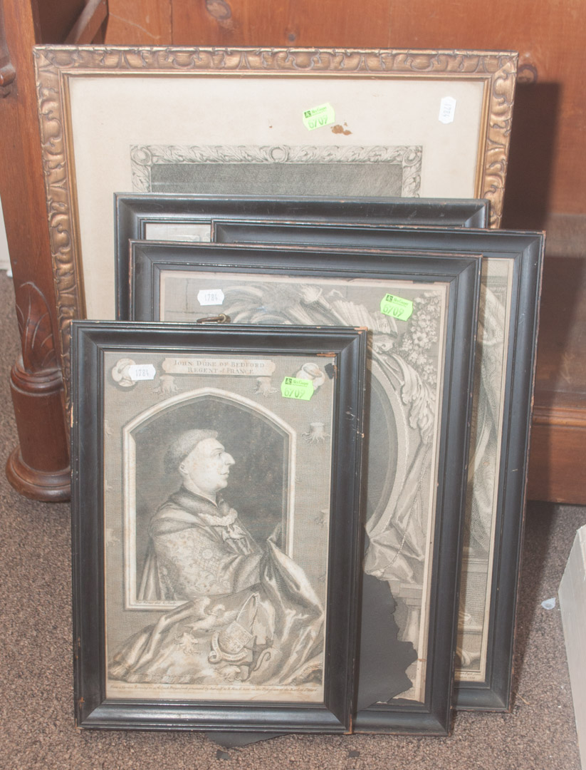 Appraisal: Five framed th century engravings