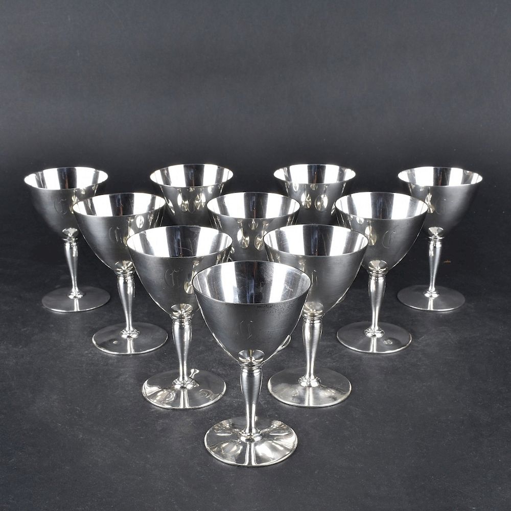 Appraisal: Set of Ten Tiffany Co Sterling Silver Cups Set of