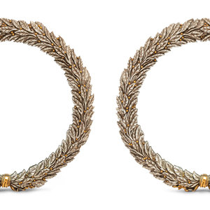 Appraisal: A Pair of Carved Gilt and Silvered Wood Laurel Wreath