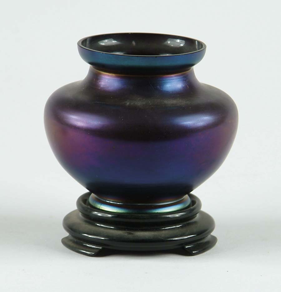 Appraisal: LOETZ TYPE ART GLASS VASE Purple and blue iridescent glass