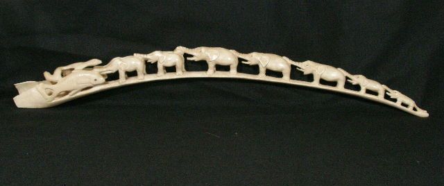 Appraisal: Carved Ivory Tusk Chinese th c a single row of