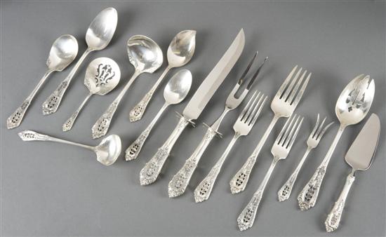 Appraisal: Set of wallace sterling flatware in rosepoint style - service