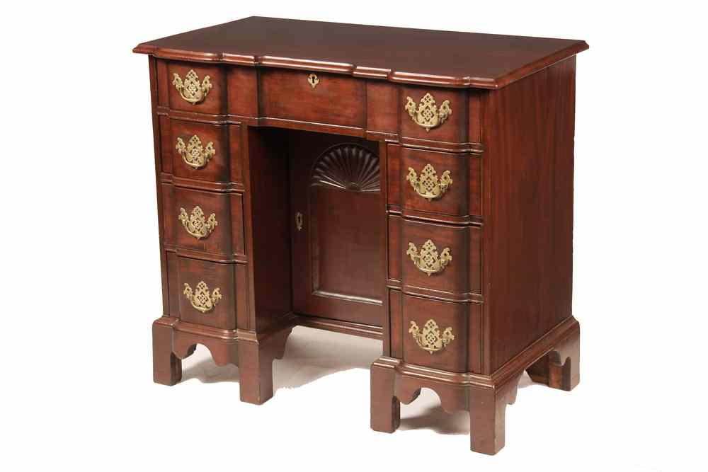 Appraisal: BUREAU - Ca - Boston Chippendale Cuban Mahogany Block Front