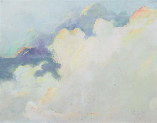 Appraisal: AMERICAN SCHOOL th century CLOUD STUDY oil on masonite -