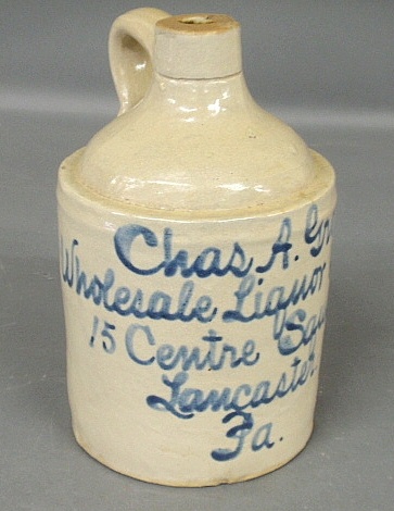 Appraisal: - Pennsylvania stoneware jug signed Chas A Grove Wholesale Liquor