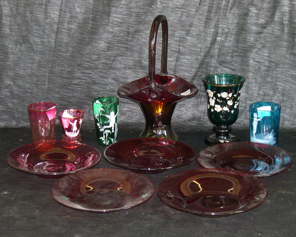 Appraisal: Eleven-Piece Group of Decorative Glassware consisting of an attractive Bohemian