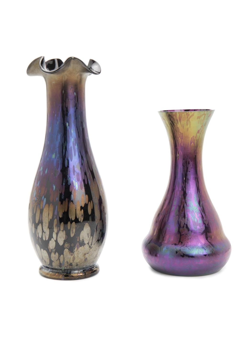 Appraisal: Two Loetz iridescent glass vases Late th early th Century