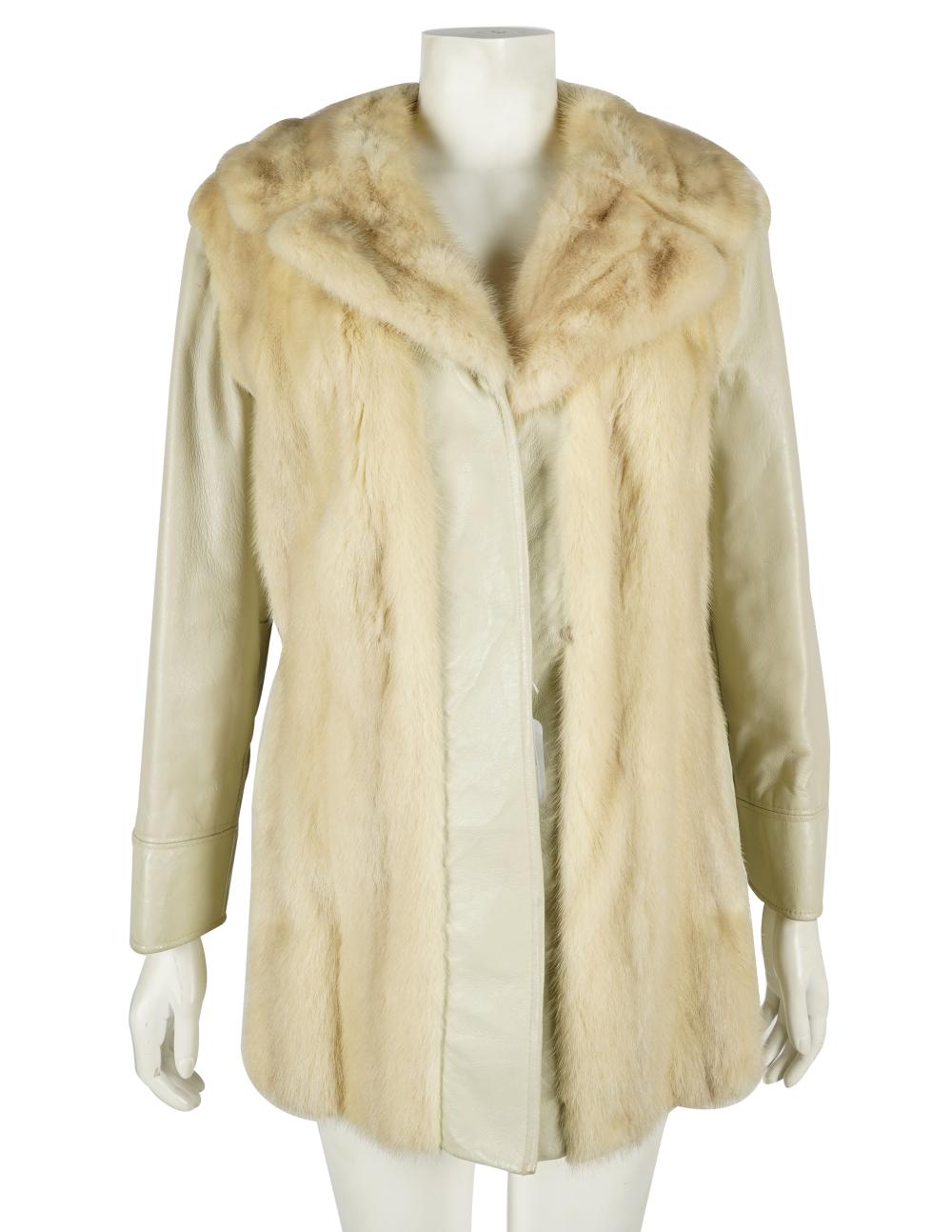 Appraisal: WHITE FUR LEATHER JACKETwith Dicker and Dicker Beverly Hills label