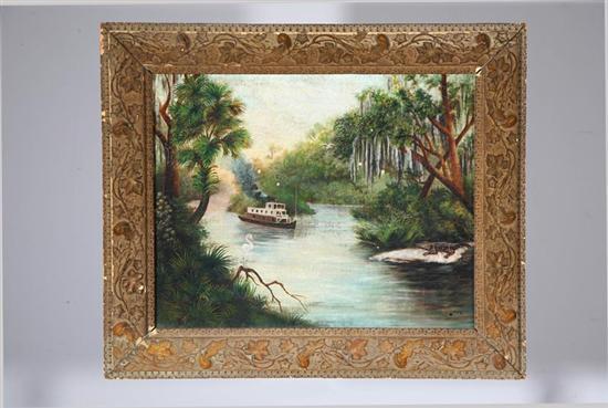 Appraisal: SWAMP LANDSCAPE AMERICAN LATE TH CENTURY Oil on canvas unsigned