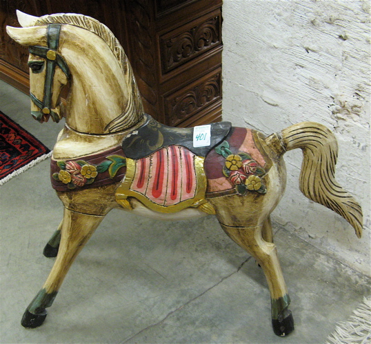 Appraisal: TWO CHILDREN'S CARVED AND PAINTED WOOD HORSES both in standing