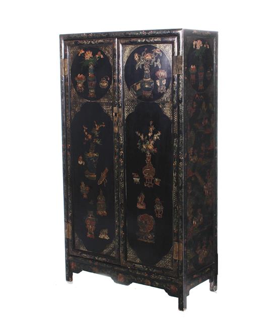 Appraisal: Chinese decorated lacquer storage cabinet probably Republic period H W