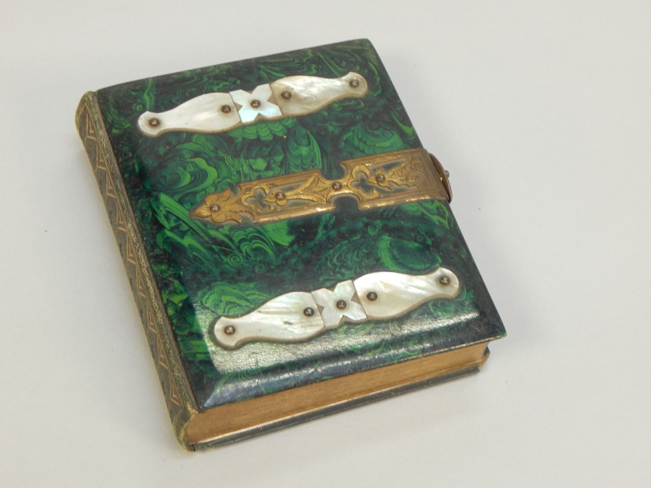 Appraisal: A Victorian photograph album with simulated malachite boards gilt metal