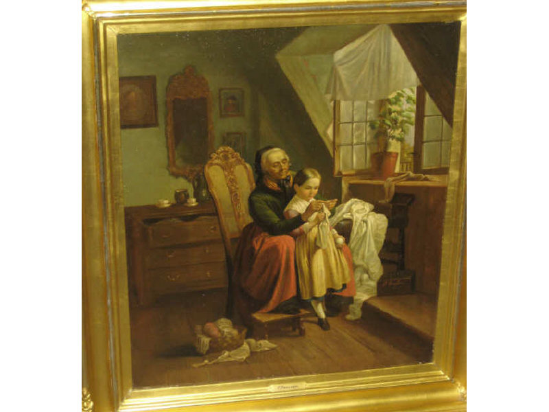 Appraisal: FRITZ PAULSEN GERMAN - Interior scene with an elderly woman