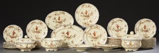 Appraisal: French Fifty-Five Piece Set of Ceramic Dinnerware c by Longchamps