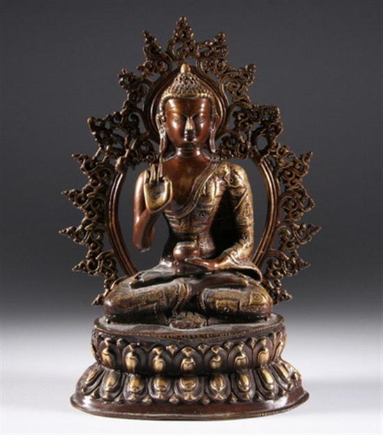 Appraisal: TIBETAN GILT BRONZE FIGURE OF BUDDHA - in high Base