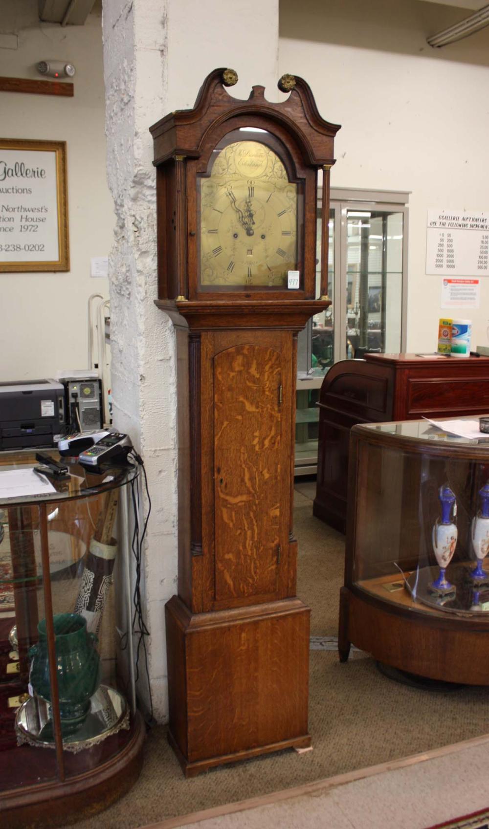 Appraisal: VICTORIAN OAK TALL CASE FLOOR CLOCK John Dunard Scotland mid-