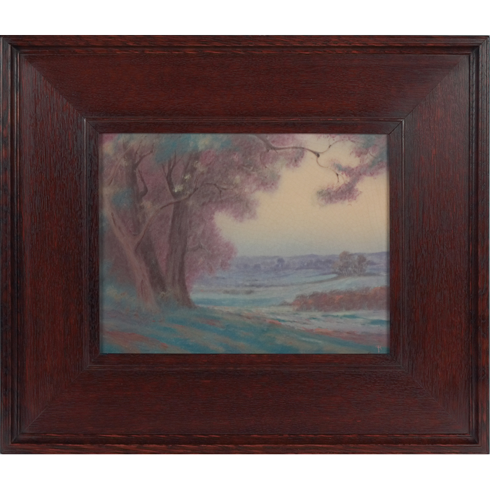 Appraisal: Nice Rookwood plaque Vellum glaze beautifully painted landscape scene executed