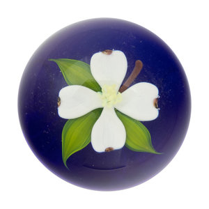 Appraisal: A Paul Stankard Large White Blossom on Blue Ground Glass