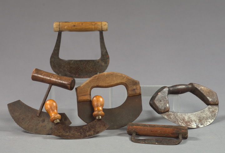 Appraisal: Collection of Six Wrought-Iron Food Choppers late th century of