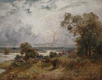 Appraisal: English School Circa Landscape indistinctly signed oil on canvas cm