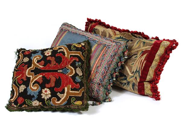 Appraisal: A group of tapestry pillows height of largest pillow in