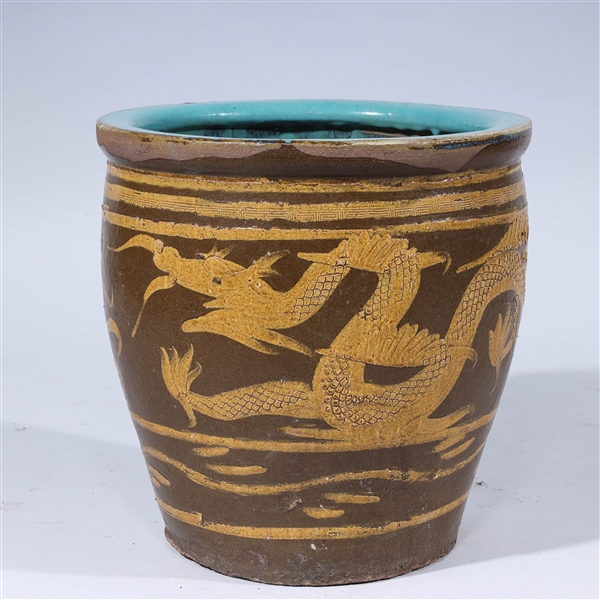 Appraisal: Chinese ceramic dragon jar some wear some chips some glaze