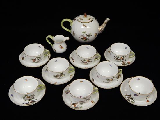 Appraisal: th C Herend Rothschild Bird pattern partial tea service porcelain