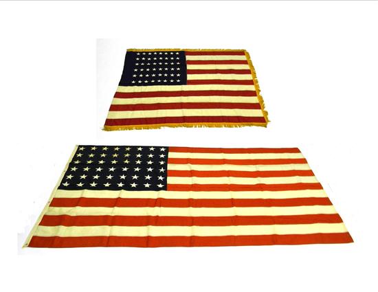 Appraisal: Two -star indoor flags with fringe very clean condition some