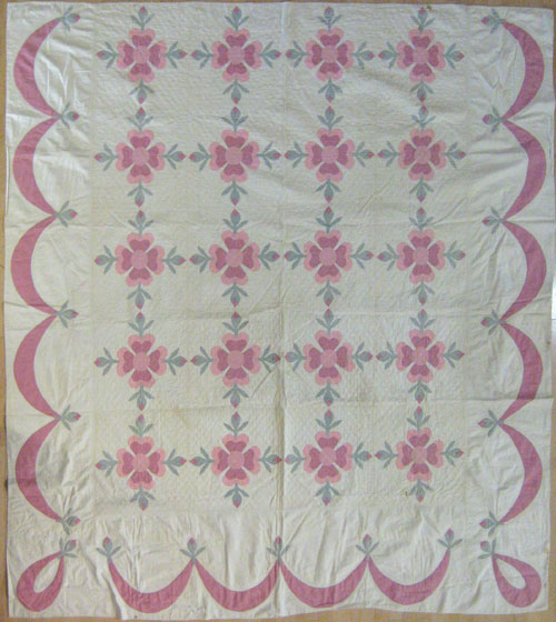 Appraisal: Floral appliqu rows of love quilt dated together with an