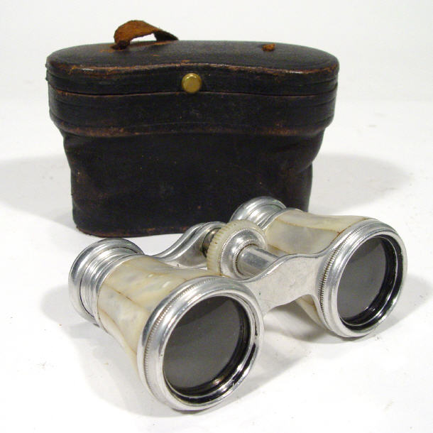 Appraisal: Pair of mother-of-pearl opera glasses in a leather case and