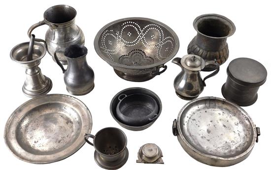 Appraisal: Assortment of th th C pewter some with English hallmarks