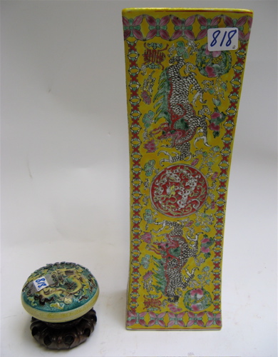 Appraisal: TWO CHINESE PORCELAINS one a round covered box raised design