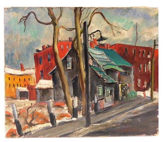 Appraisal: Marion Huse American - Gray House Urban Neighborhood unsigned oil