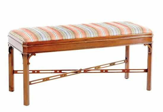 Appraisal: Federal style mahogany bench rectangular upholstered slip seat over molded